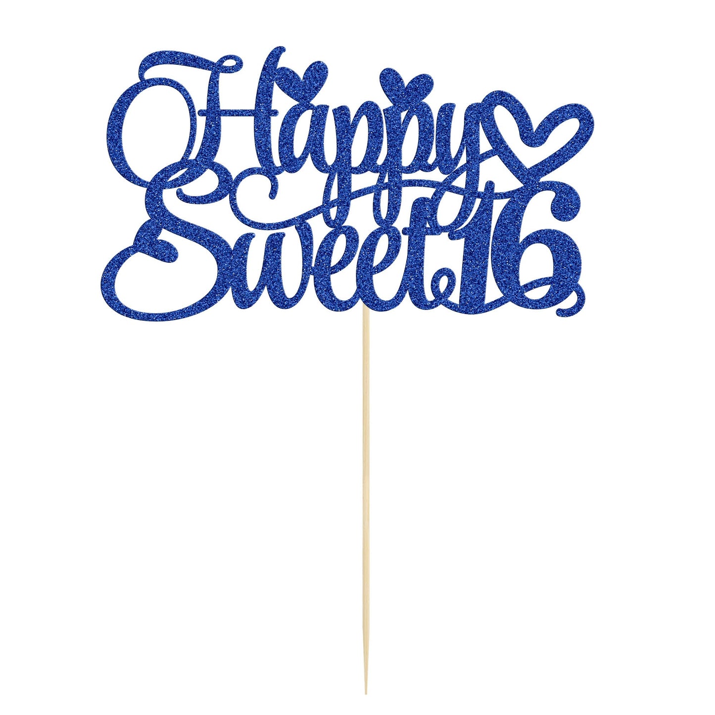 1Pc Happy Sweet 16 Cake Topper Glitter 16Th Birthday Cake Pick Decorations For Cheers To 16 Years Old 16Th Birthday Party Cake D