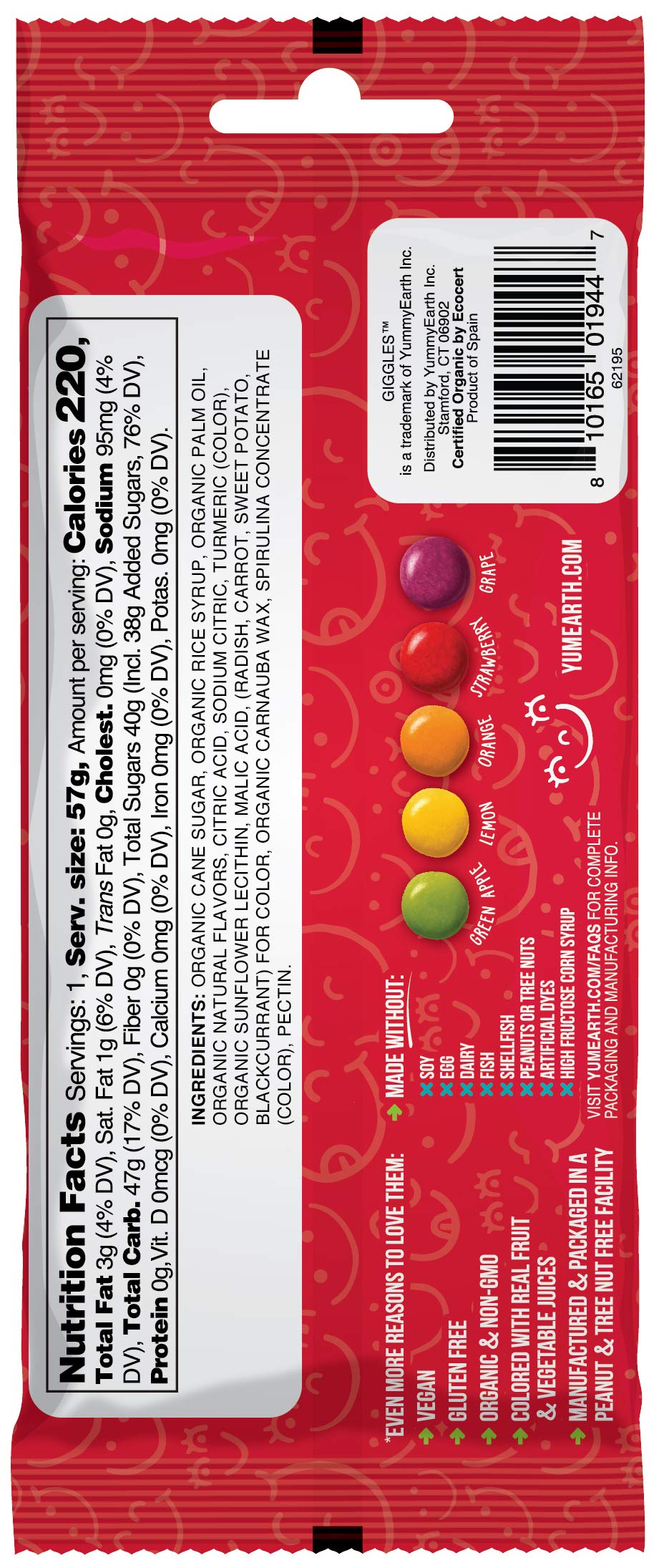 Yumearth Organic Fruit Flavored Giggles Chewy Candy Bites, 2Oz (Pack Of 12), Allergy Friendly, Gluten Free, Non-Gmo, Vegan, No A