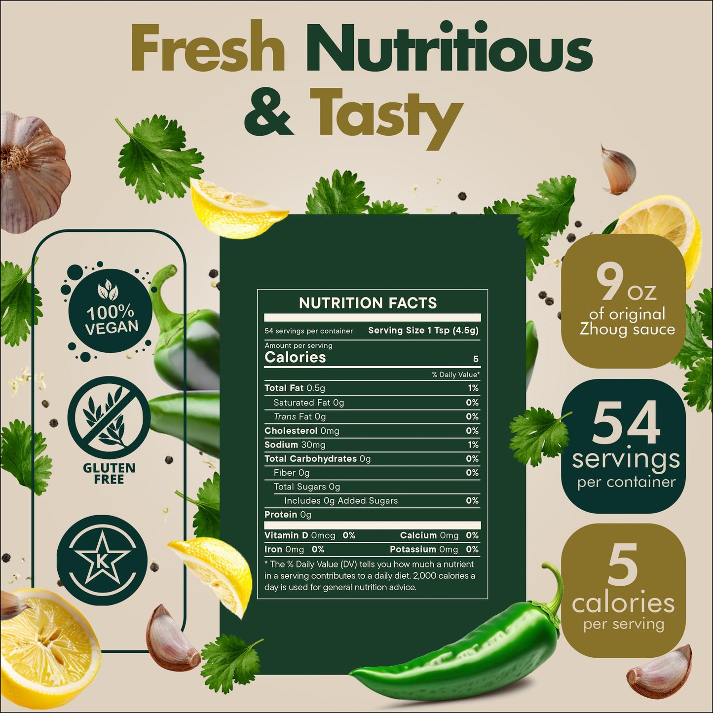 Middle Eastern Green Hot Sauce 9oz (Zhoug) | Organic Hot Sauce with Cilantro, Garlic, Jalapenos, Poblano, Scotch Bonnet Peppers,