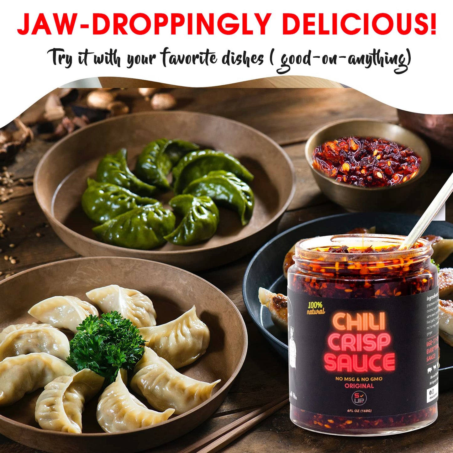 SAUCE UP Original Chili Crisp Sauce - 2 Pack (6oz Each) | Vegan, Keto, Gluten-Free, Non-GMO, Artisan Handcrafted