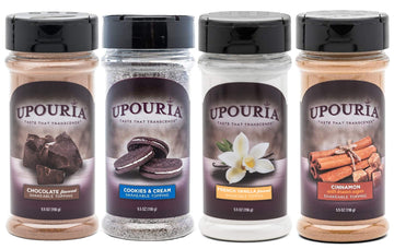 Sunny Sky Upouria Coffee Topping Variety Pack - Chocolate, Cookies N Cream, French Vanilla and Cinnamon with Brown Sugar - 5.5 O