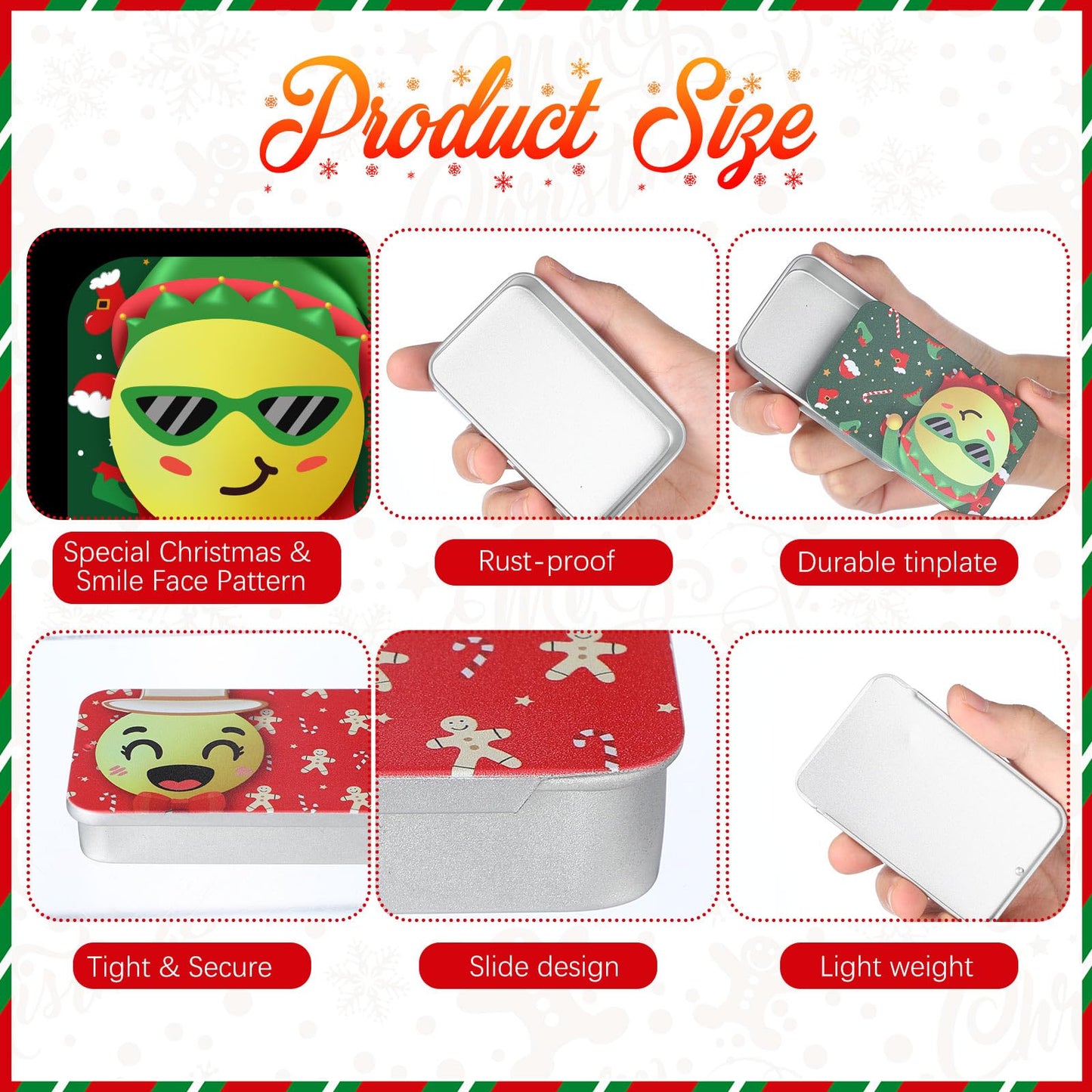 Tioncy 12 Pcs Christmas Mint Tins - Funny Candy Metal Box Stocking Stuffers, 6 Styles, Perfect Gift for mature-themeds