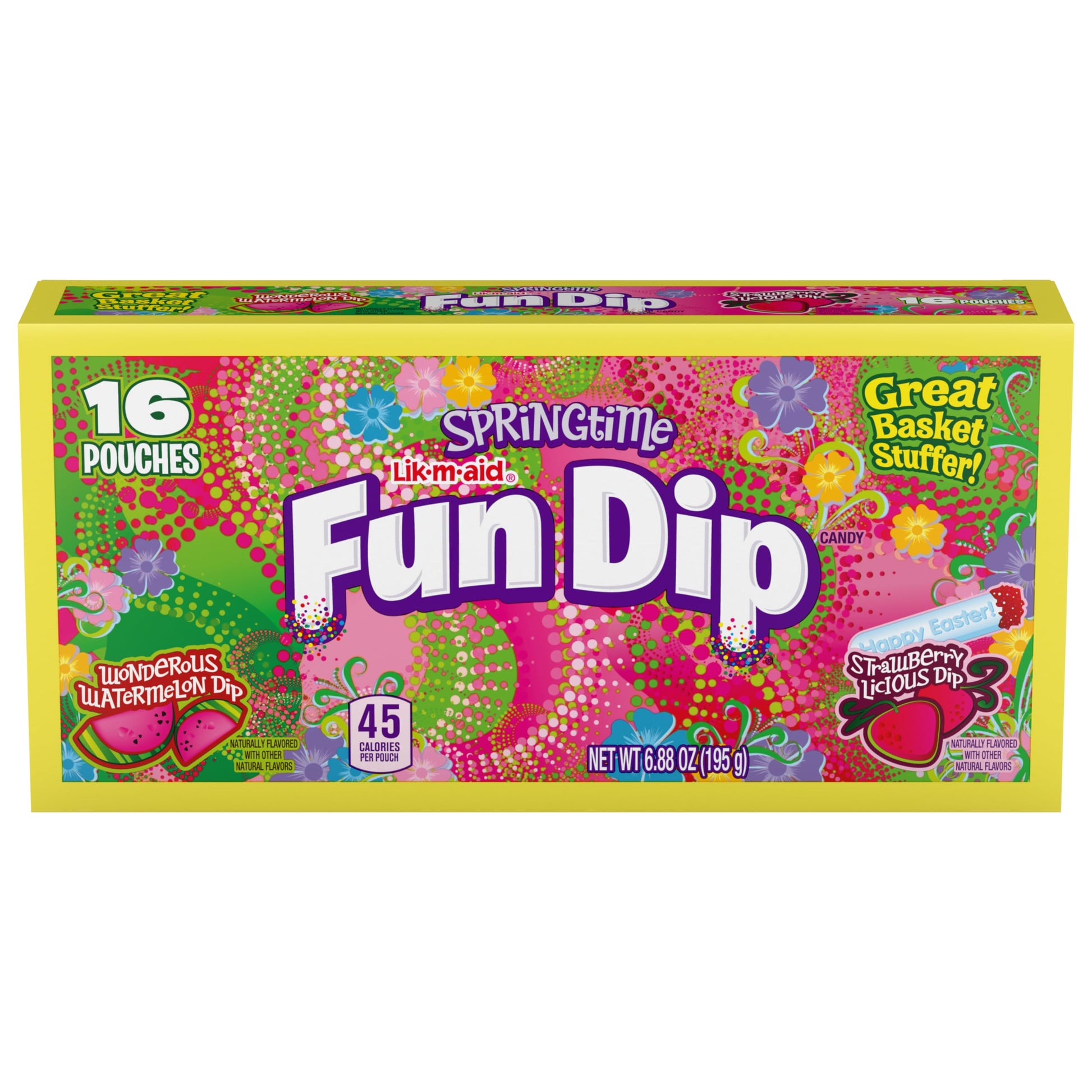 LIK-M-AID Fun Dip Easter Candy, Wonderous Watermelon and Strawberry Licious, Easter Candy, 6.88 oz (16 pouches)