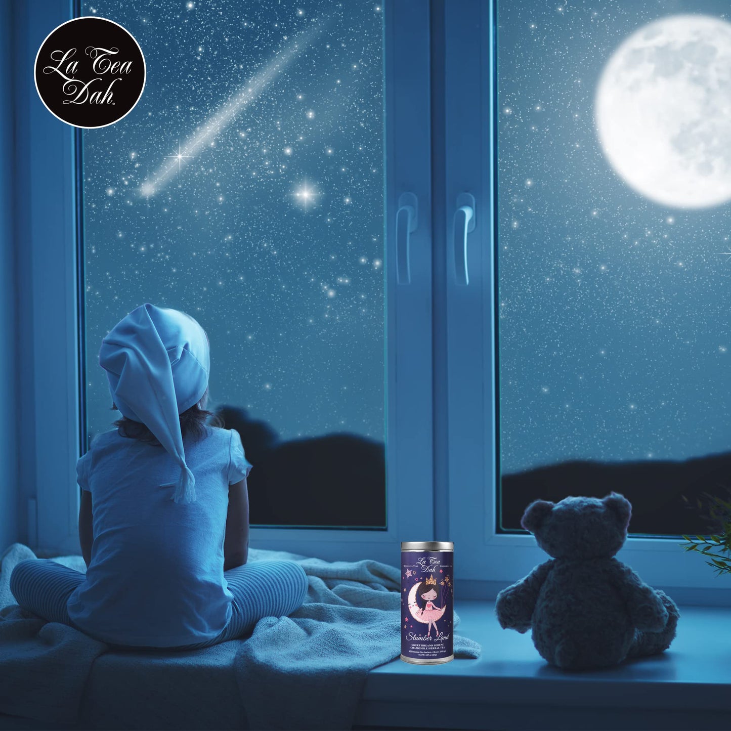 La Tea Dah Sweet Dreams Herbal Sleepy Tea for Kids, Caffeine Free, Mint, Lemongrass, Lavender, 12 Count Tea Sachets