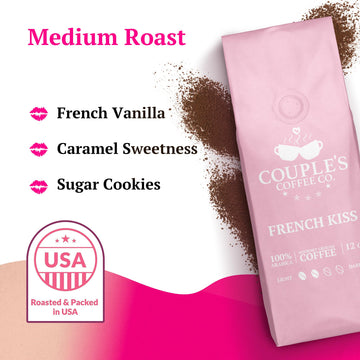 Couple'S Coffee French Vanilla | Medium Roast Ground Coffee Blend | Gourmet Flavored Coffee | 12Oz Bag Brews About 34 Cups