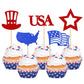 30 Pcs Independence Day Cupcake Toppers With Flag Map Star Usa Patriotic Cupcake Picks Happy 4Th Of July American National Indep