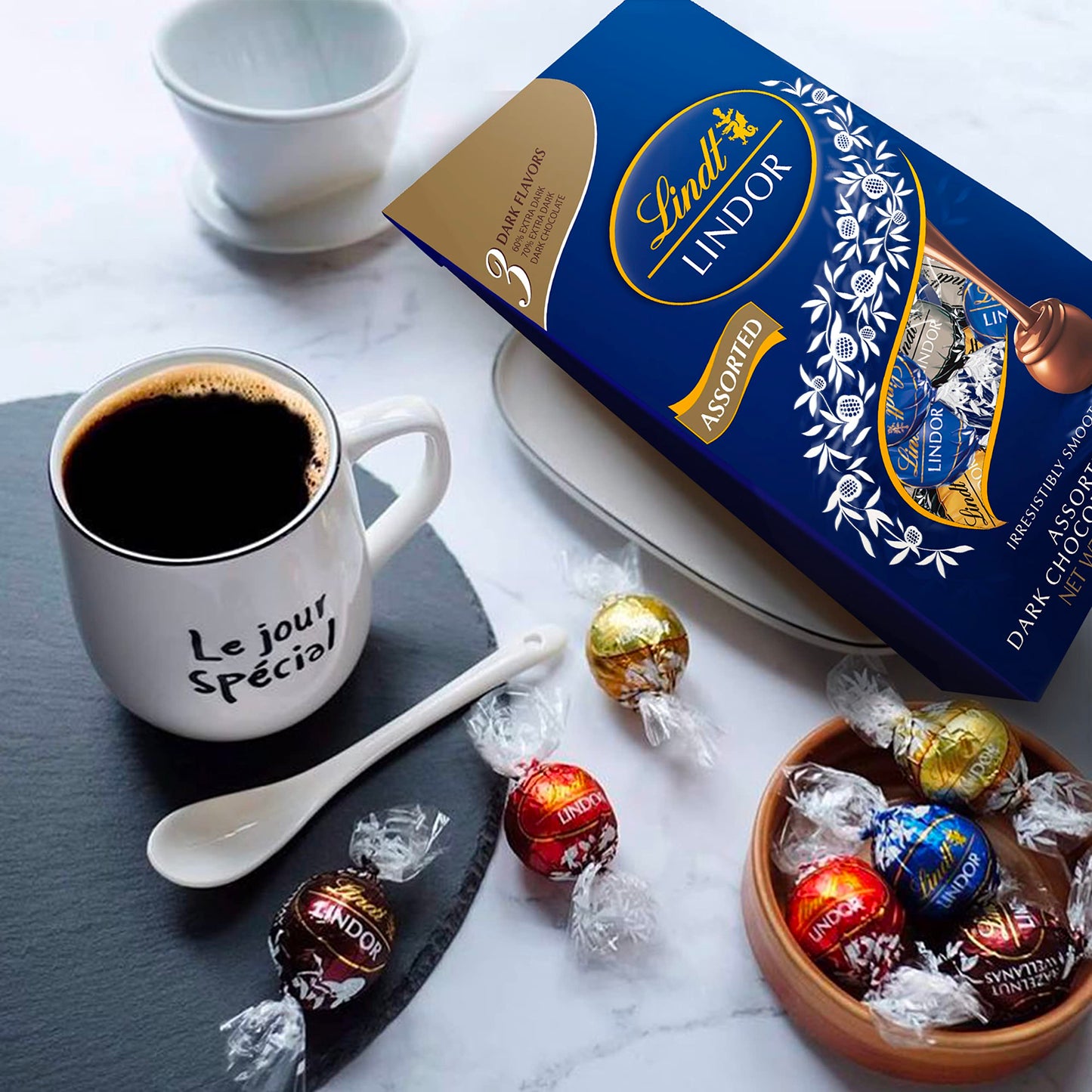 Lindt LINDOR Assorted Dark Chocolate Truffles, Smooth Melting Center, 15.2 oz Bag, Model M-393