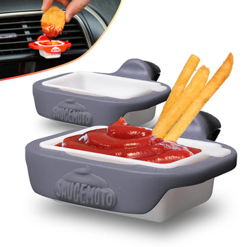 Saucemoto Dip Clip | An In-Car Sauce Holder For Ketchup And Dipping Sauces. (2 Pack, Gray)