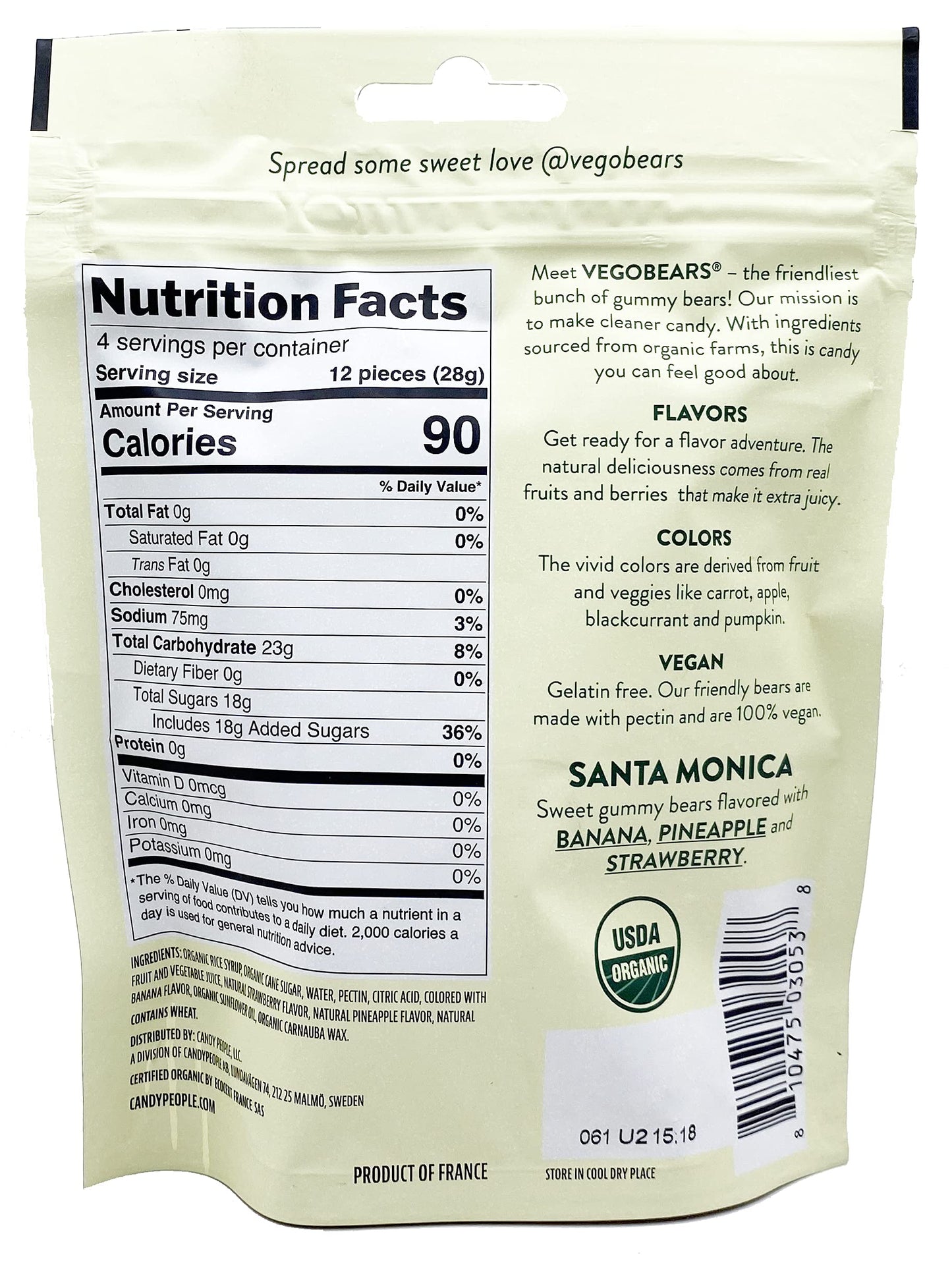 Candy People VegoBears Vegan Gummy Bears Variety Pack - Organic Gummy Bears  Vegan Gummies  Organic Candy  Gelatin-Free Gummies (Pack of 6)