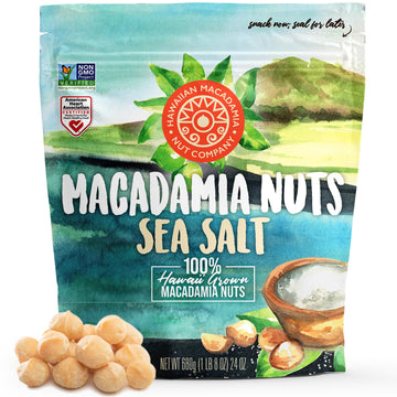 Hawaiian Macadamia Nut Company Dry Roasted Macadamia Nuts with Sea Salt 24 Oz  Source of Fiber  Gluten-Free and Certified Non-GMO  enhanced Quality  Crunchy and Delicious