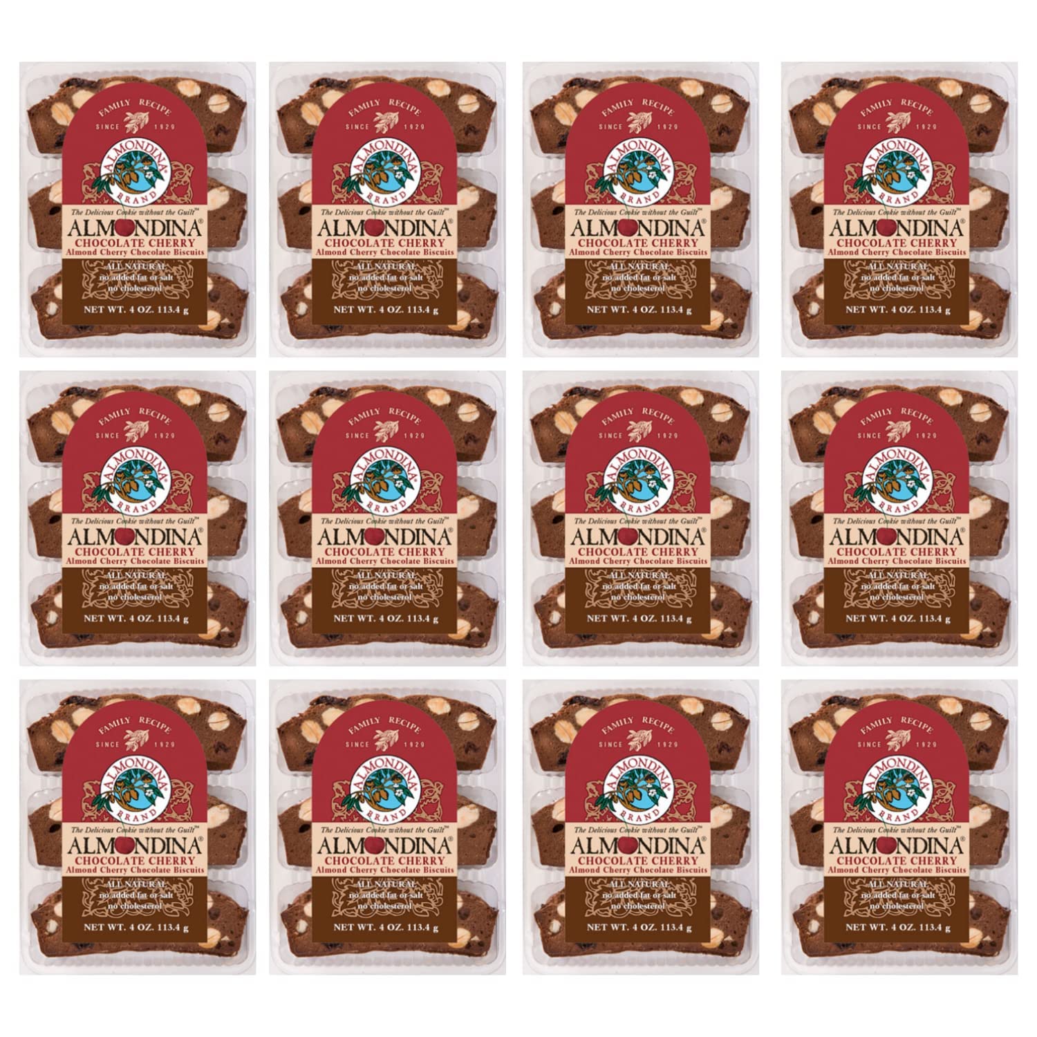 Almondina Almond Cookies, Chocolate Cherry Flavor, Dark Chocolate with Plump Cherries, Non-Dairy and Kosher Thin Cookies, Toaste