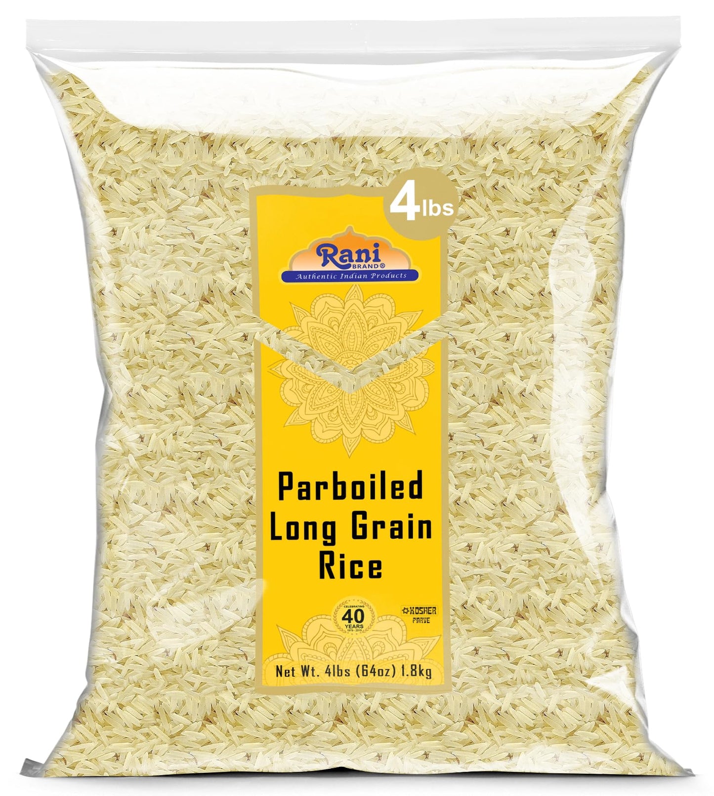 Rani Parboiled Long Grain Rice 64oz (4lbs) 1.81kg Bulk ~ All Natural | Gluten Friendly | Vegan | Non-GMO | Kosher | Product of U