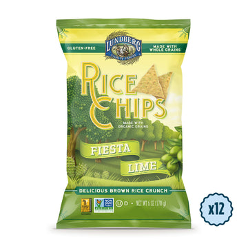 Lundberg Rice Chips, Fiesta Lime, 6 Oz (Pack Of 12), Gluten-Free, Made With Organic Grains
