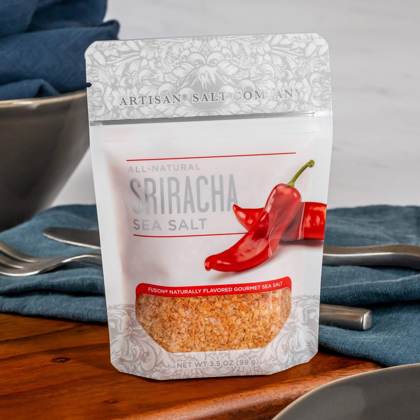 Artisan Salt Company Fusion Naturally Flavored Sriracha Sea Salt, Zip-Top Pouch, 3.5 Ounce