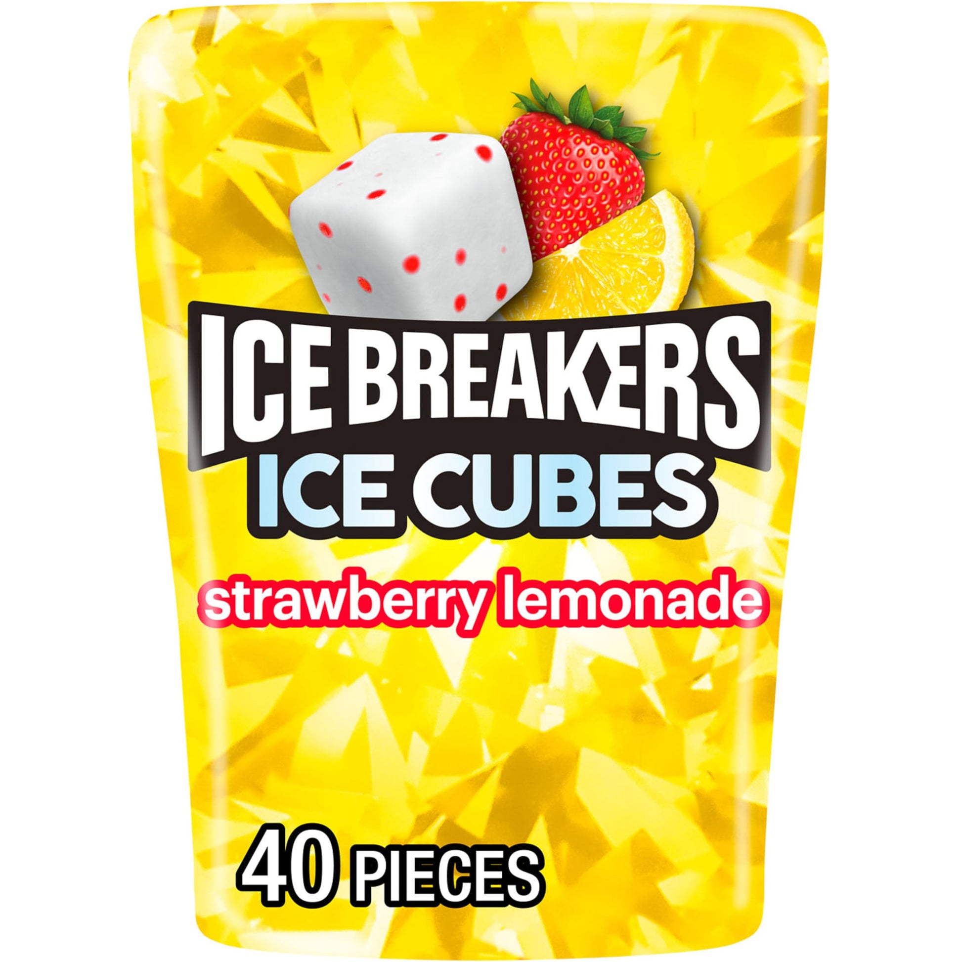 ICE BREAKERS Ice Cubes Strawberry Lemonade Sugar Free Chewing Gum Bottle, 3.24 oz (40 Pieces)
