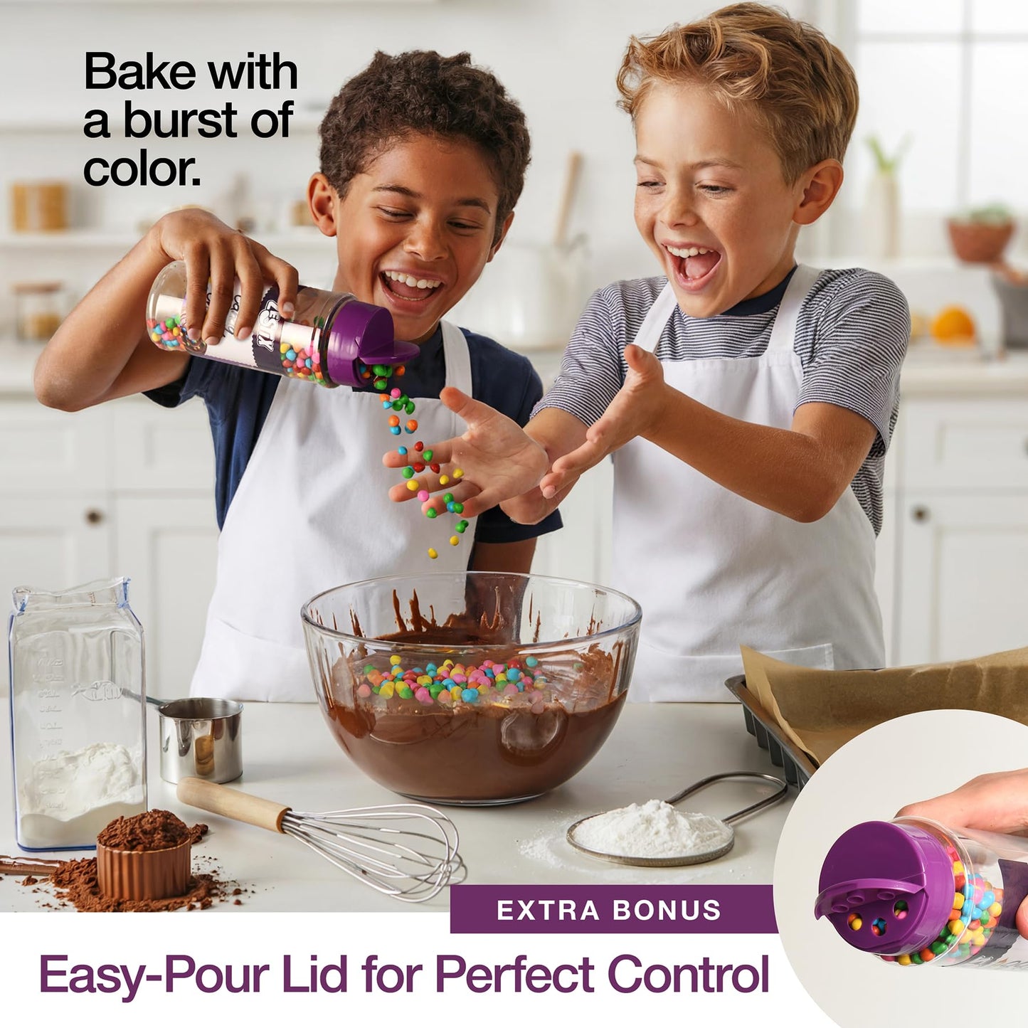 Rainbow Candy Coated Chips - 10oz (283g) Resealable Bottle - Colorful Candy-Shell Chocolate Chips for Baking, Decorating, Cookie