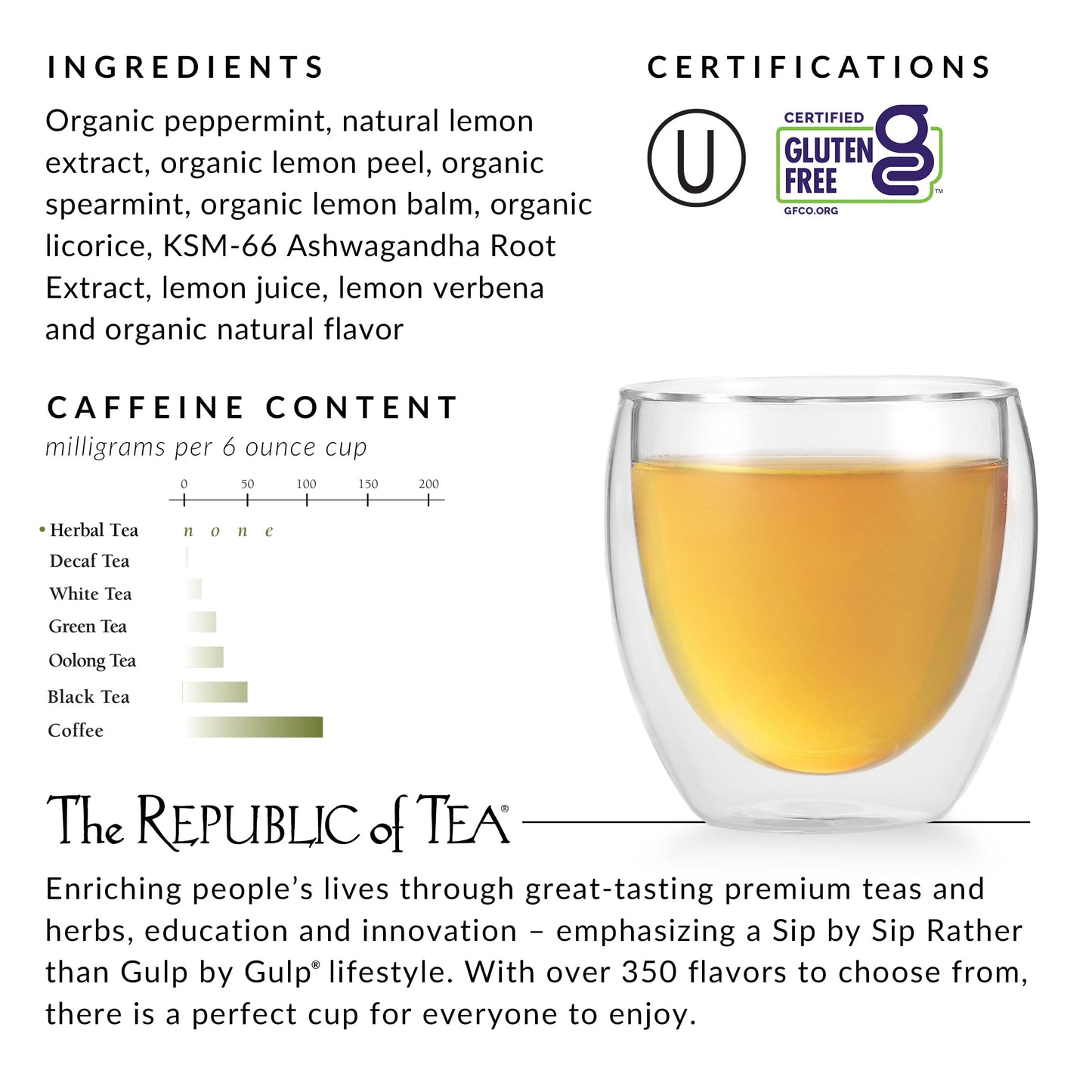 The Republic of Tea Stress Less WinterMint Herb Tea, Caffeine-Free, 36 Tea Bags
