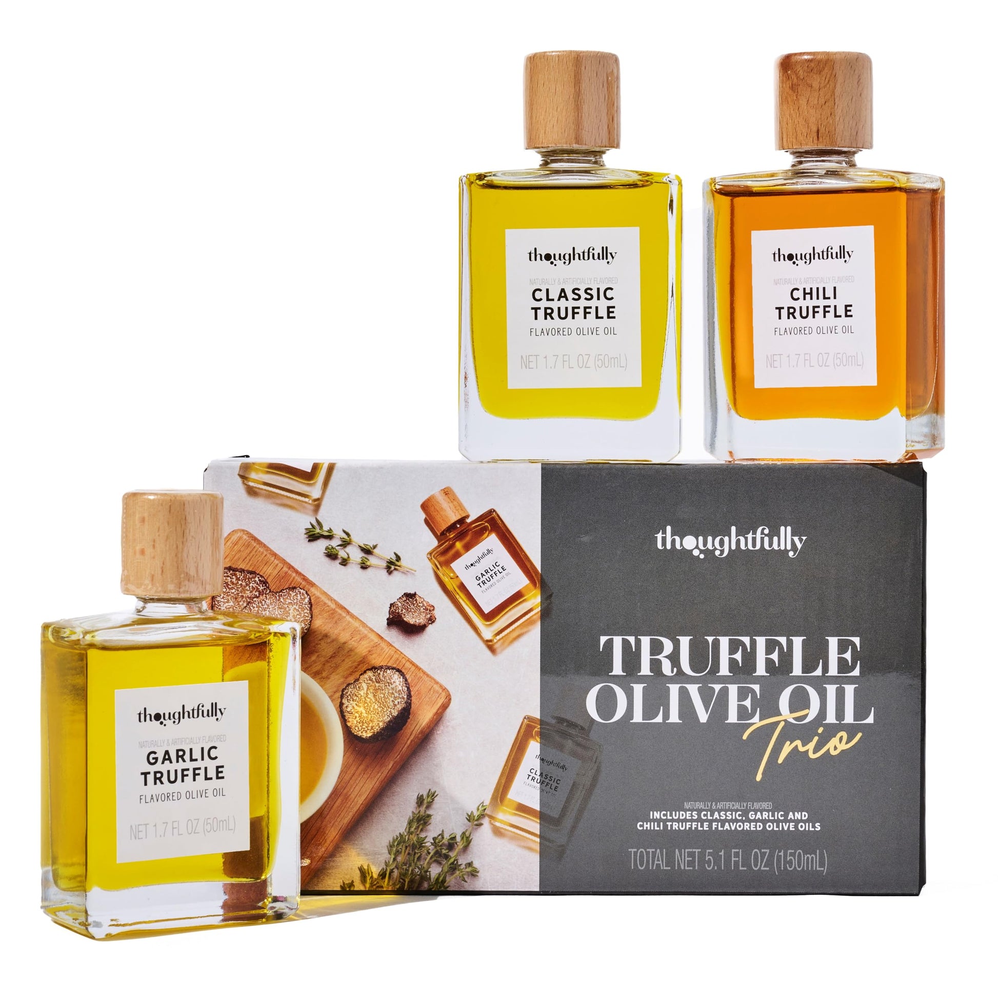 Thoughtfully Gourmet Truffle Salt & Olive Oil Gift Set, Includes 4 Premium Olive Oils & 2 Truffle Salts, 1.7 oz