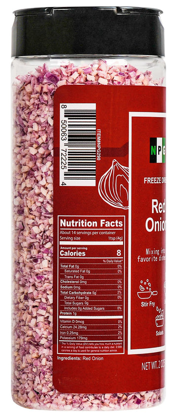 Npg Freeze-Dried Red Onion 2 Oz, Chopped & Diced Dehydrated Onion, Non-Gmo, No Additives, Sweet & Crunchy, Ready To Use For Cook