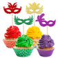 Rsstarxi Masquerade Masks Cupcake Toppers 36 Pack Glitter Multicolor Paper Model XM247