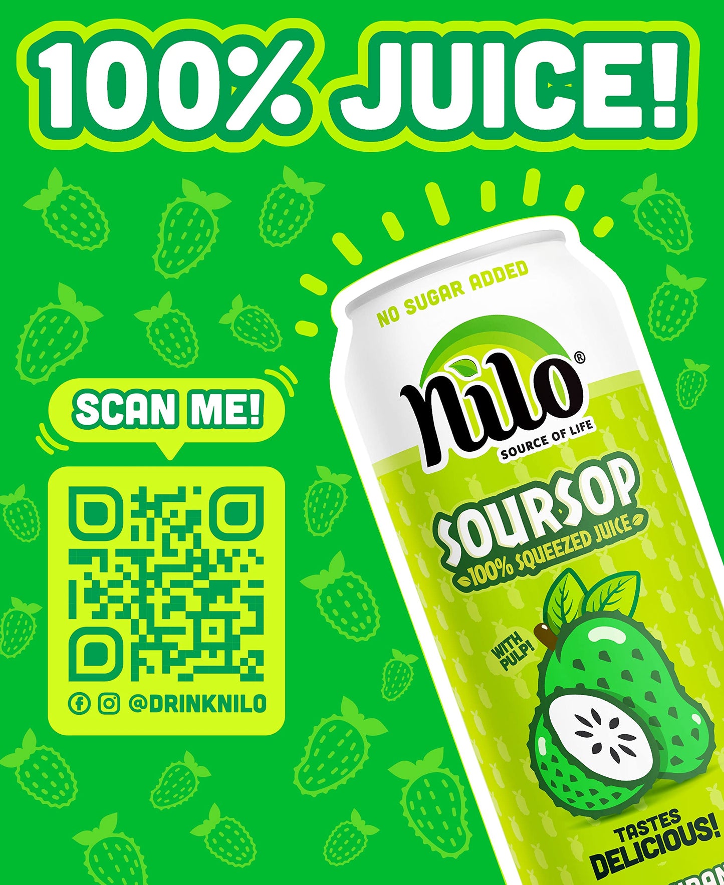 NILO Soursop Juice | 100% Real Guanabana Soursop Graviola | NO Sugar added | NOT From Concentrate | 16.57 oz (Pack of 12)