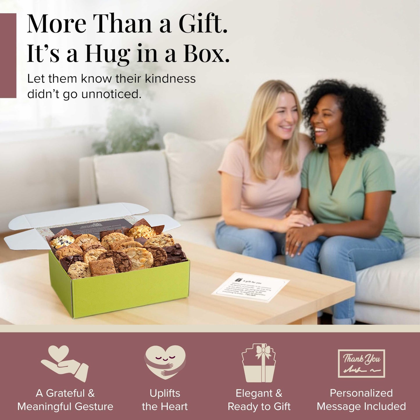 Broadway Basketeers Brownie and Cookie Gift Box, Medium Size, Thank You Color, Ideal for Teachers, Nurses, and Families