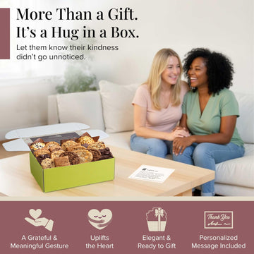 Broadway Basketeers Brownie and Cookie Gift Box, Medium Size, Thank You Color, Ideal for Teachers, Nurses, and Families