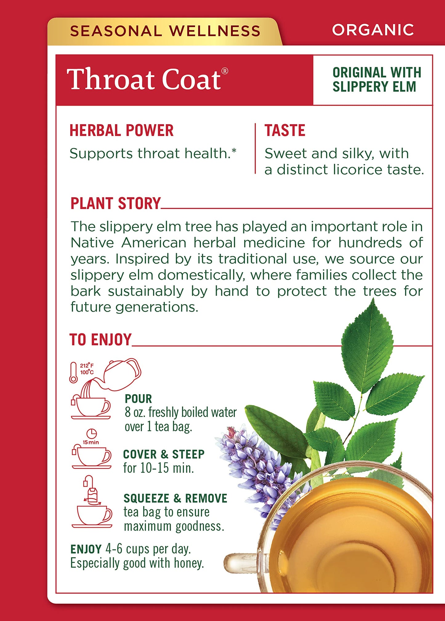 Traditional Medicinals Organic Throat Coat Herbal Tea, Supports Throat Health, (Pack Of 2) - 32 Tea Bags Total