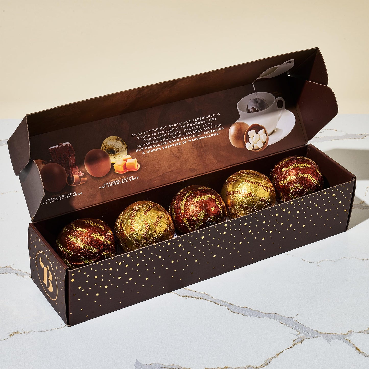 Thoughtfully Hot Chocolate  s, Fudge Brownie & Caramel, Filled with Marshmallows, 5 Count, Chocolate