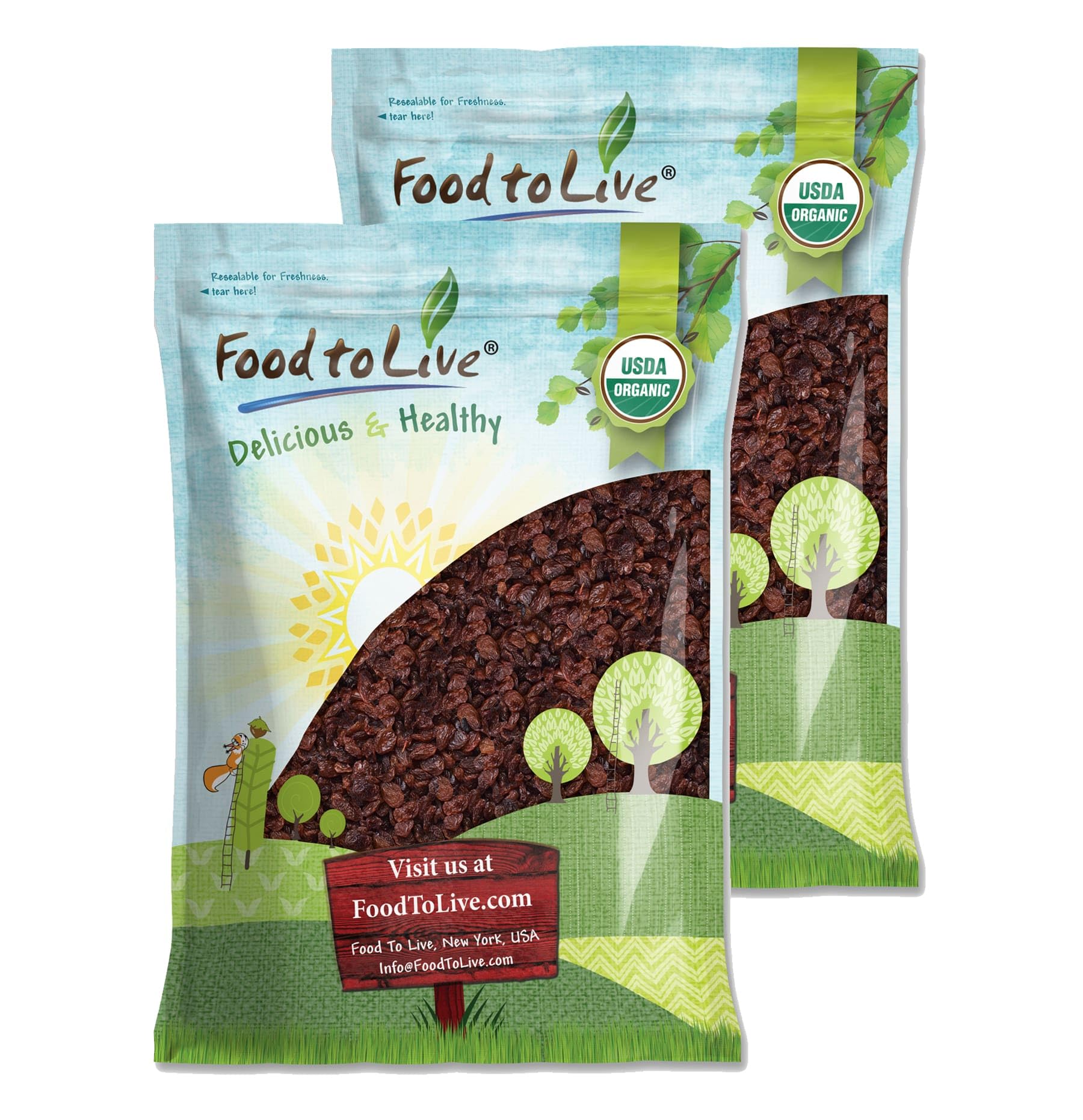 Food to Live Organic Sultana Raisins, 20 Pounds - Non-GMO, Unsweetened, Unsulfured, Lightly Coated with Organic Sunflower Oil, V