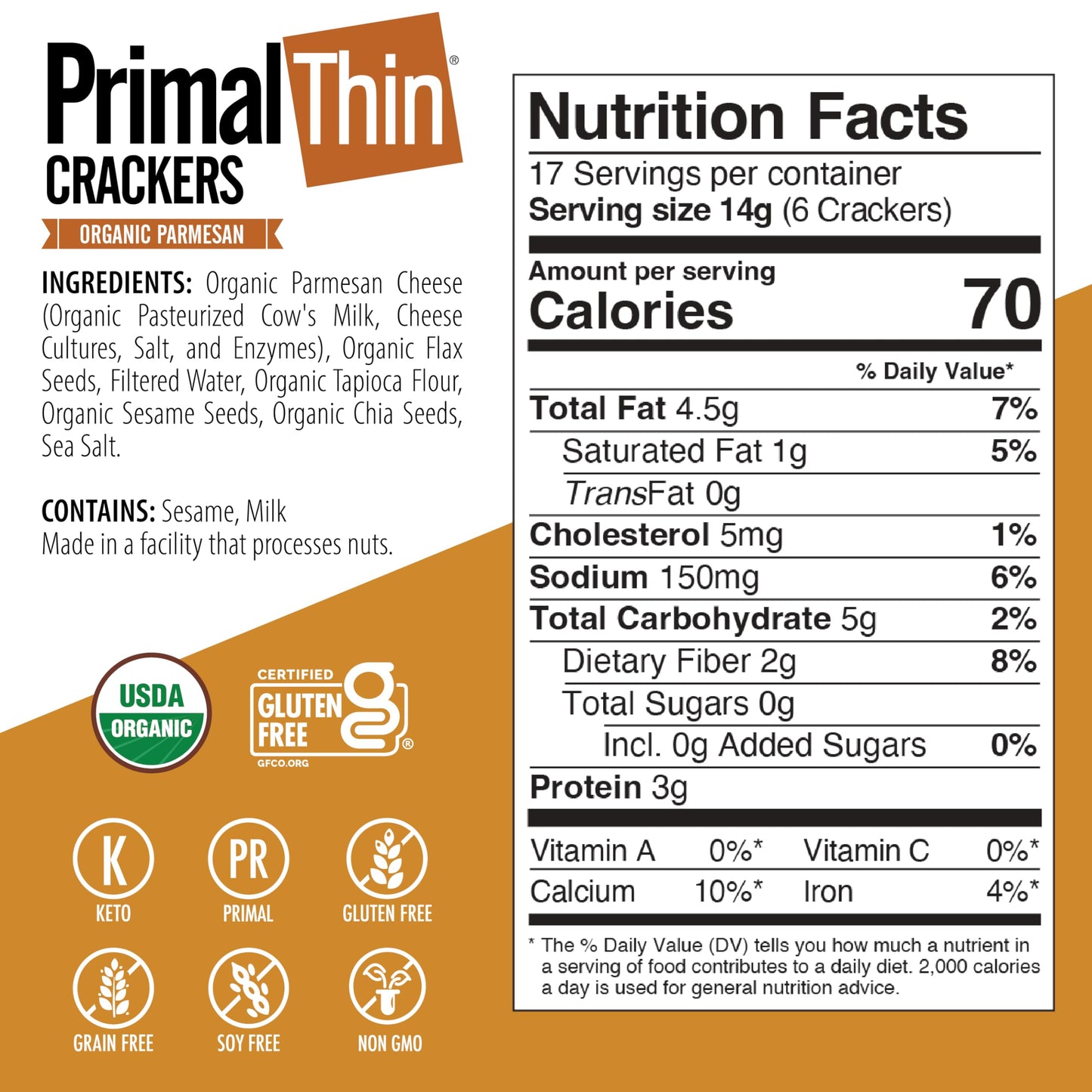 Julian Bakery Paleo & Primal Thin Crackers | Salt & Pepper & Parmesan | Usda Organic | Gluten-Free | Grain-Free | Gmo Free | Low