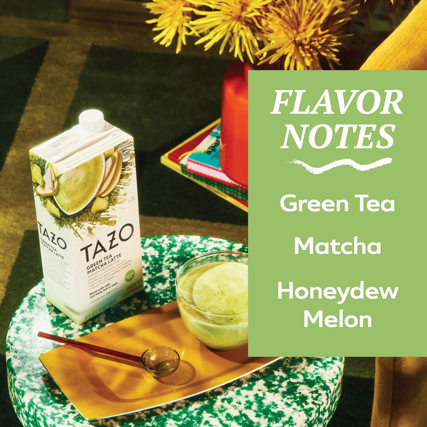 TAZO Green Tea Matcha Latte Concentrate, Sweetened with Honeydew Melon & Tropical Fruit, 32 Fl Oz (Pack of 2)