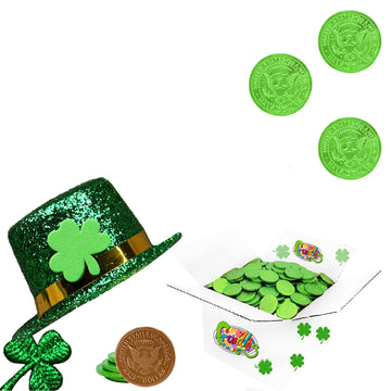 Saint Patrick'S Day 500 Clover Shamrock Leprechaun Chocolate Green Coins, Premium Belgian Nut-Free Milk Chocolate, Kosher (500-Pack)