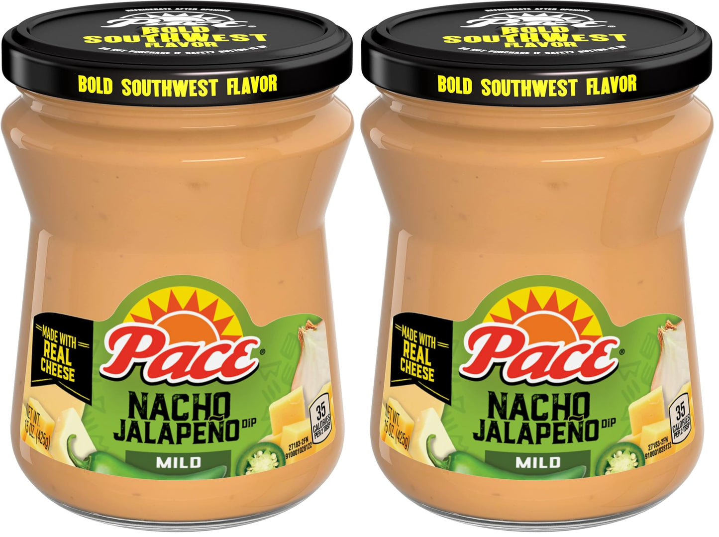 Pace Mild Nacho Jalapeno Queso Cheese Dip, 15 oz Jar (Pack of 2)