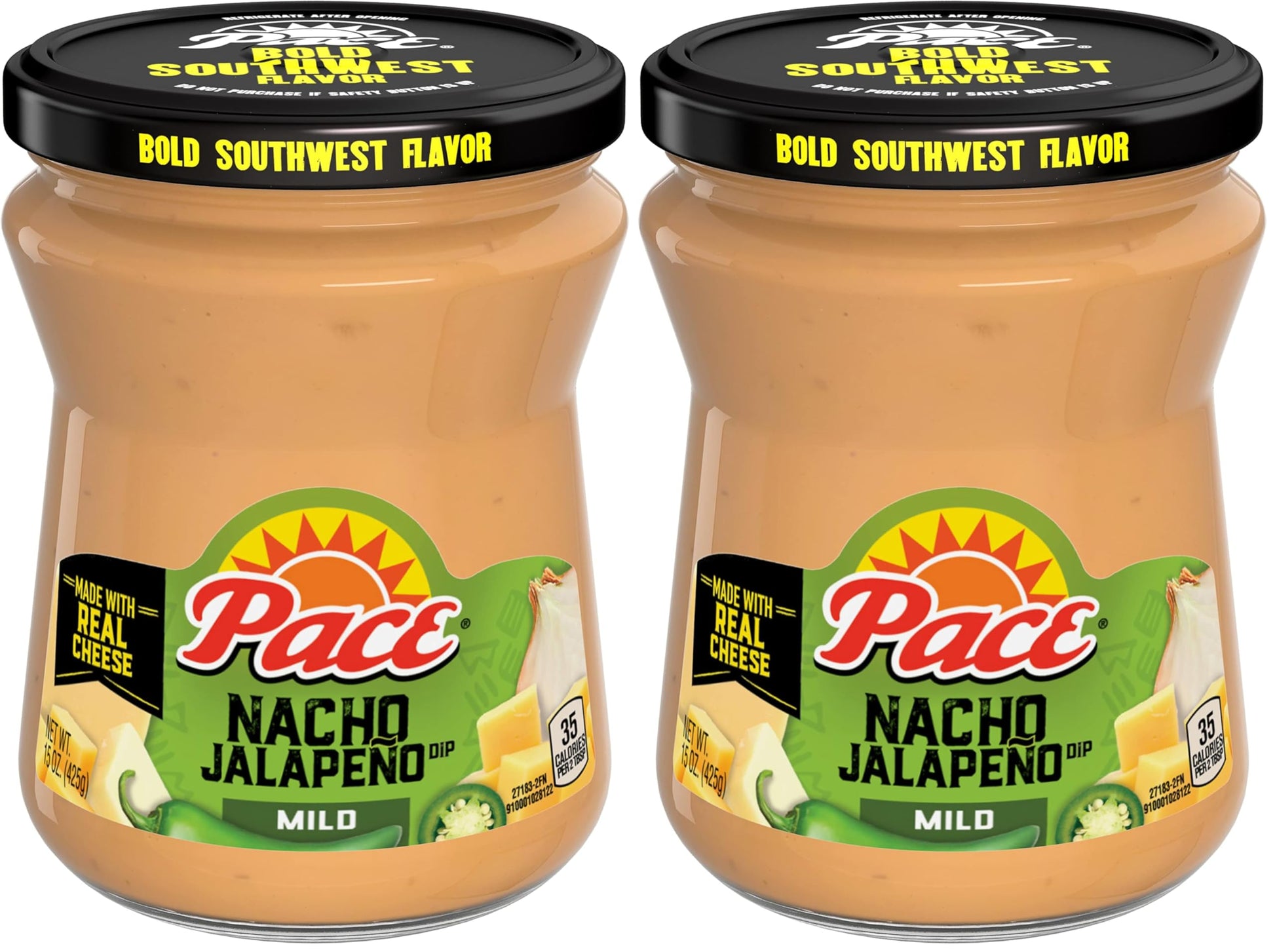 Pace Mild Nacho Jalapeno Queso Cheese Dip, 15 oz Jar (Pack of 2)