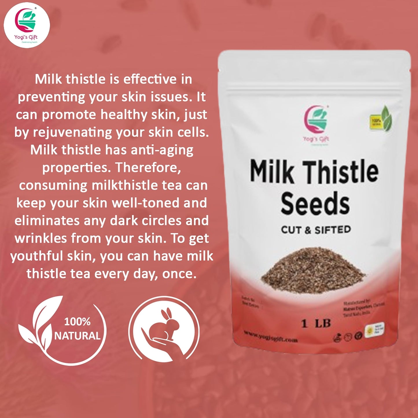 Milk Thistle Tea (Seeds) 1 Lb | Promotes Liver Health | Loose Bulk Bag | By Yogi'S Gift