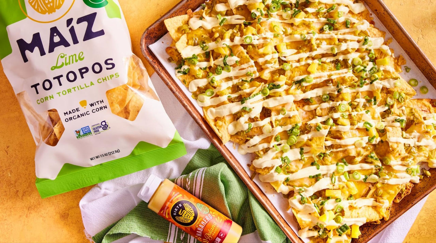Siete Maiz Totopos Corn Tortilla Chips | Lime | Gluten Free | Vegan Snacks | Non Gmo & Organic Corn Chip | Made With Avocado Oil
