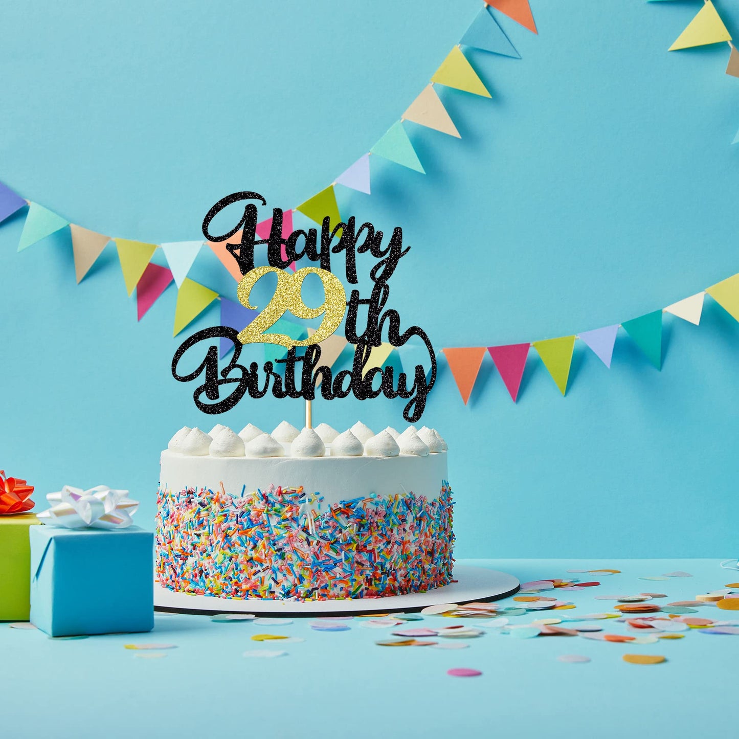 Klionjor 29Th Birthday Cake Topper - Happy Birthday Decoration For 29Th Birthday Party - Gift Plugin