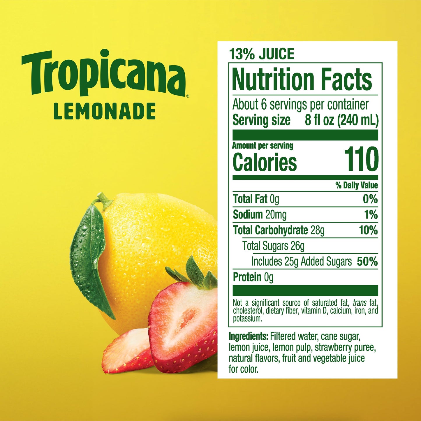 Tropicana Strawberry Lemonade, Made with Real Lemons, 46 fl oz Bottle