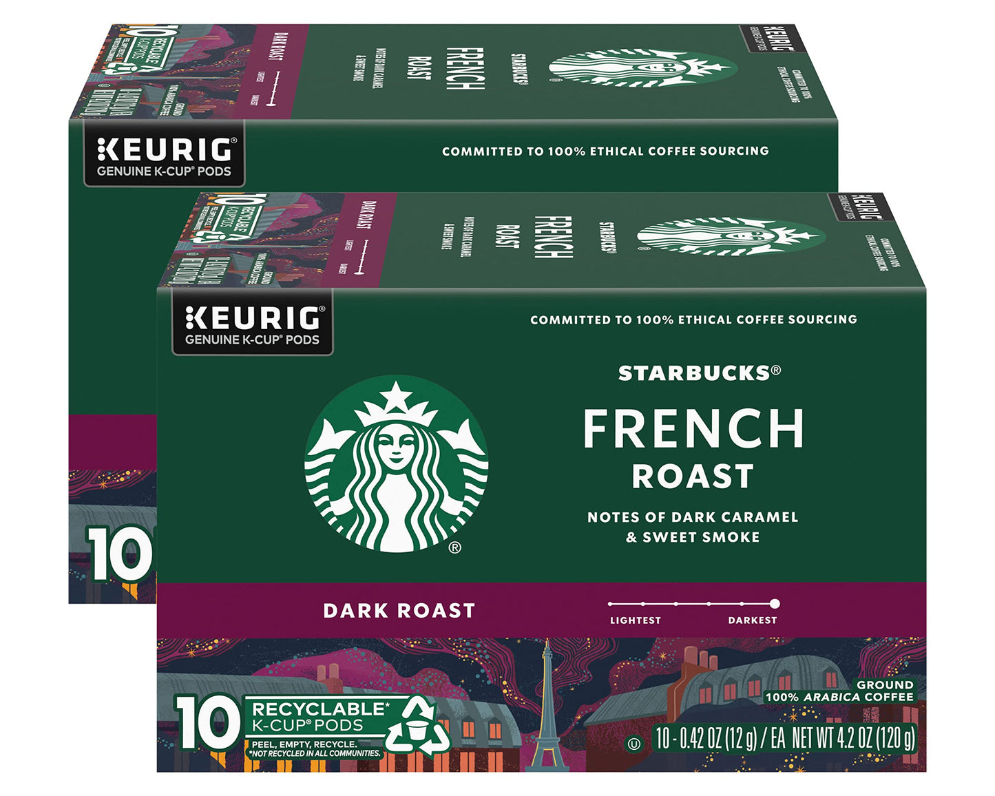 Starbucks K-Cup Pods, French Roast Dark Roast Coffee, 10 Count (Pack of 2)