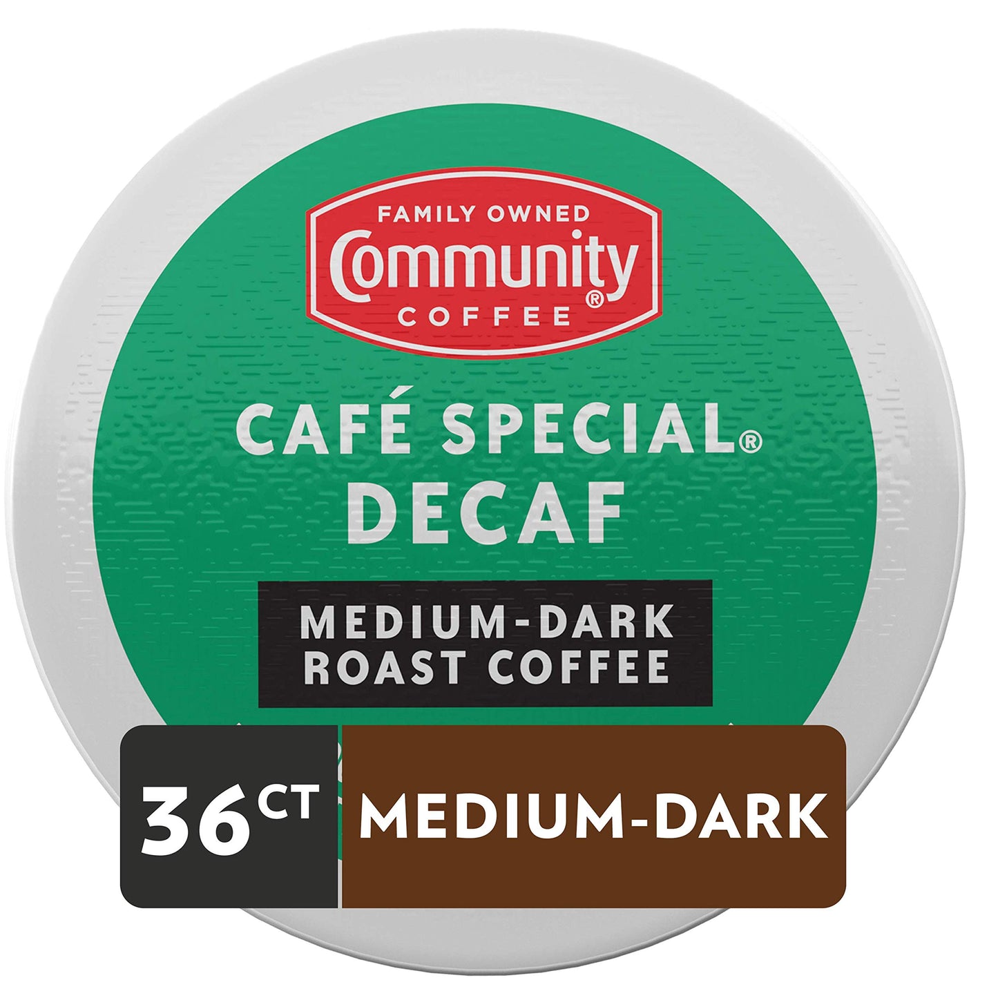 Community Coffee Café Special Medium Dark Roast Decaf Coffee Pods, 36 Count, Compatible with Keurig 2.0 K-Cup malt-inspired