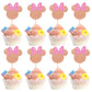 Arthsdite 24Pcs Mouse Inspired Cupcake Toppers with Pink Bow Rose Gold Glitter Mouse Cake Decorations for Baby Shower Wedding Ki