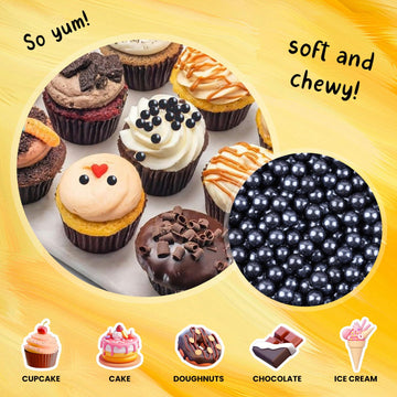 Bayep Edible Pearls For Cake Decorating 7Mm Black Sprinkles For Cookies, Baking, Ice Cream, Cupcake Topper Pearl Sprinkles Perfe