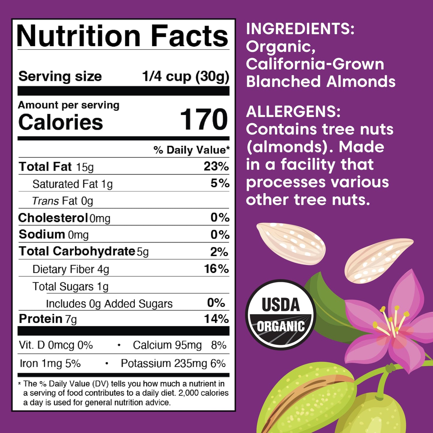 Wilderness Poets, Organic Blanched Almonds - Whole California-Grown Almond Nuts with No Skins - 5 Pound (Pack of 1)