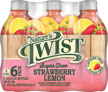 Natures Twist Sugar Free Juice, Strawberry Lemon, 16 Fl Oz, Pack of 6