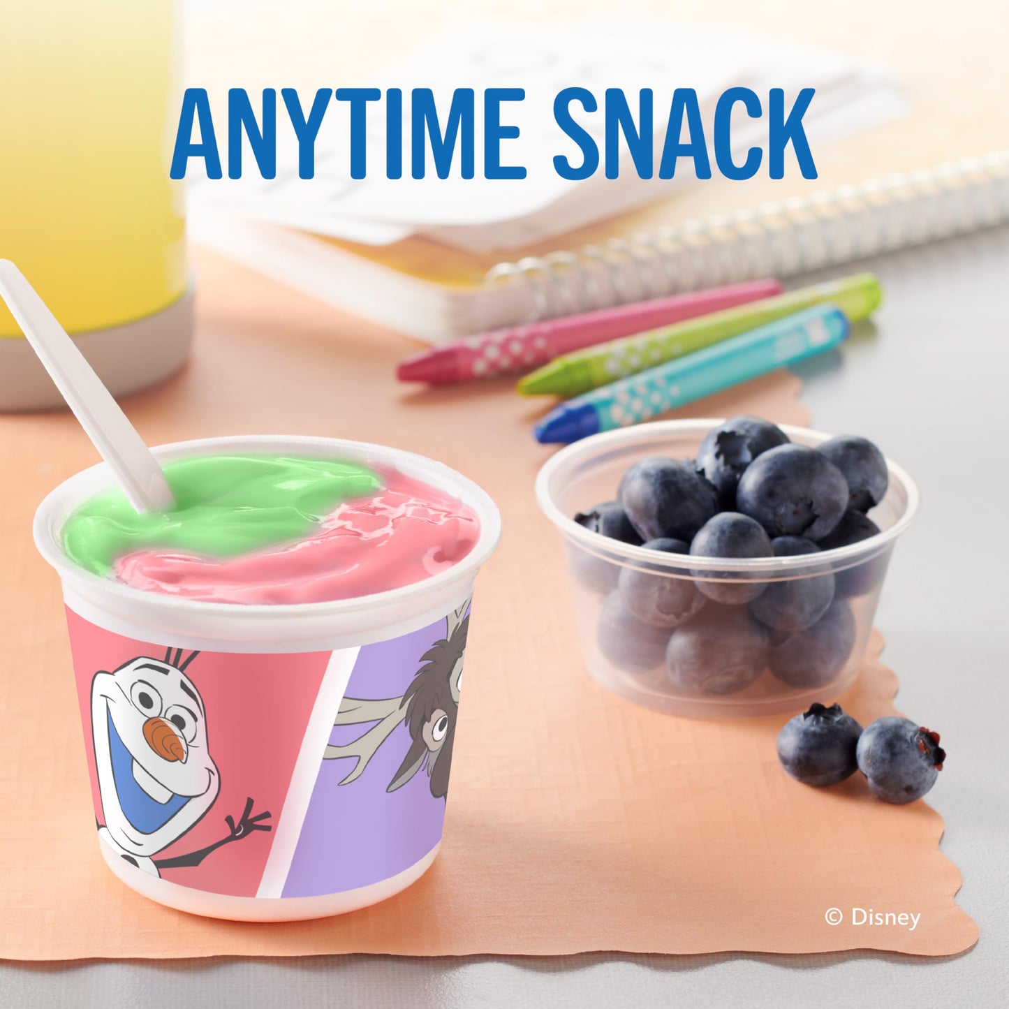 Yoplait Low Fat Kids Yogurt, Disney Frozen Variety Pack, Strawberry and Blueberry, Gluten Free Snacks, 8 Yogurt Cups
