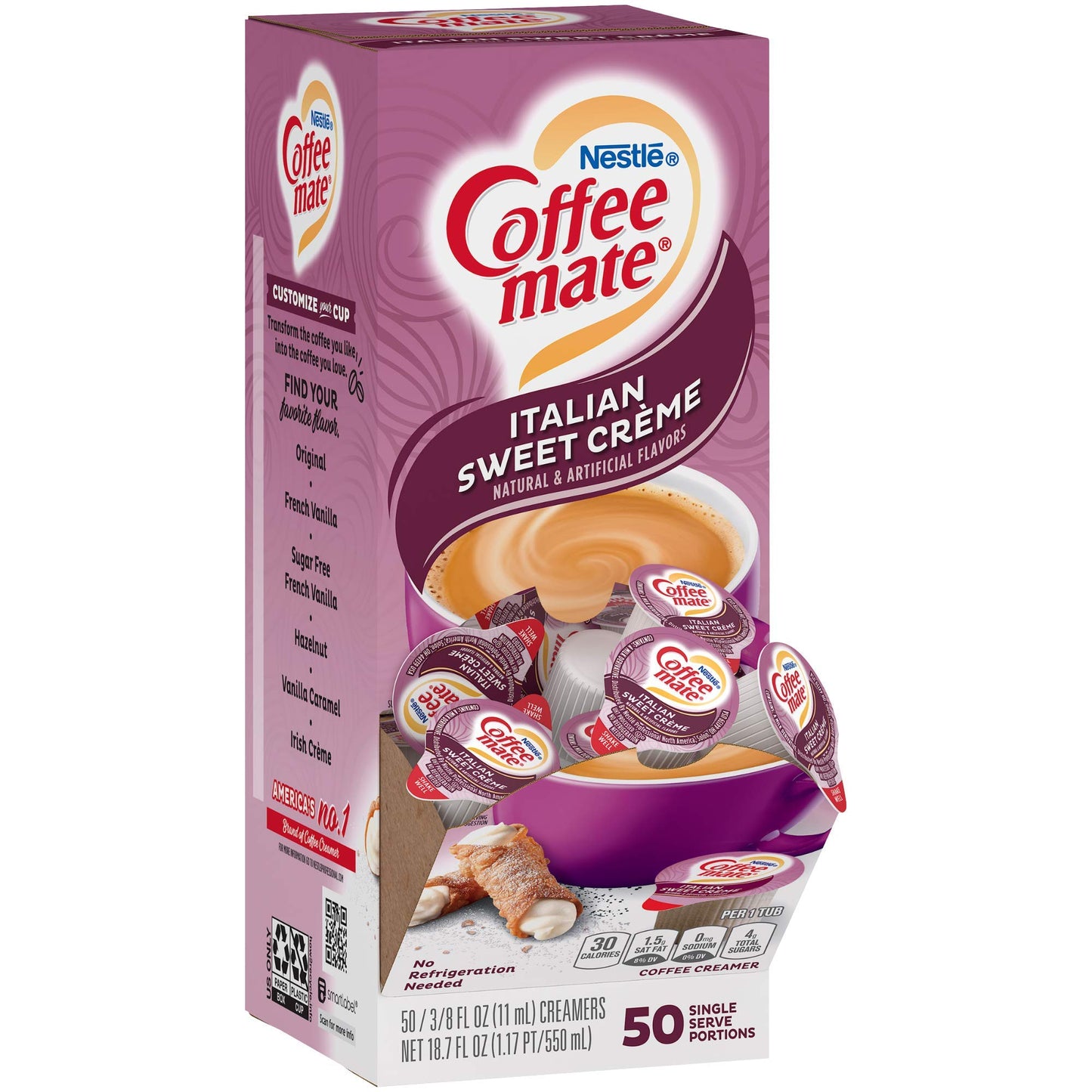 Coffee-mate 84652 Liquid Coffee Creamer, Italian Sweet Creme, 0.375 oz Cups, 50/Box