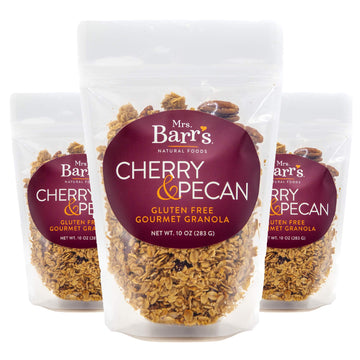 Mrs. Barrs Natural Foods Granola | Cherry & Pecan | Certified Organic Gluten Free Oats | Soft Texture | Small Batch | Gourmet Qu