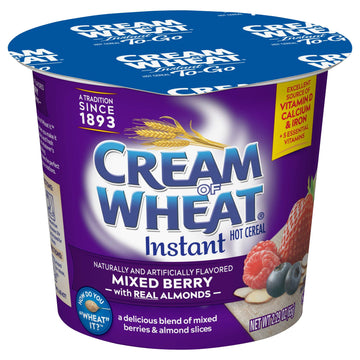 Cream of Wheat Instant Hot Cereal To-Go Cups, Mixed Berry with Almonds, 2.29 Ounce (Pack of 6)