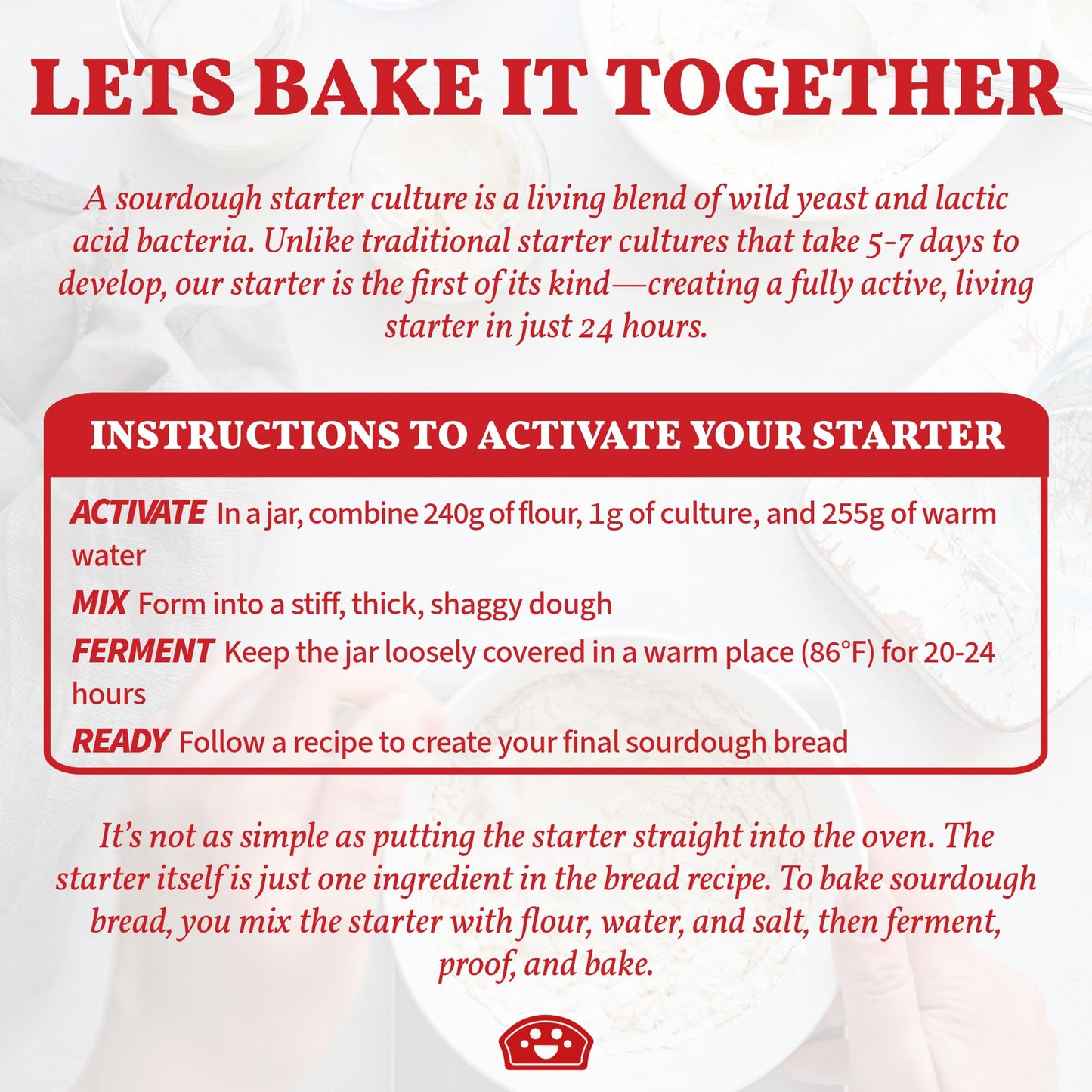 BAKERS CLUB Sourdough Starter Culture - Makes 5 Batches - 0.18oz - Dehydrated for Quick Fermentation
